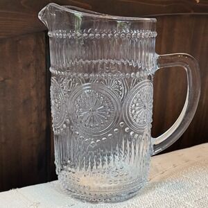 Pioneer Woman Adeline Clear Glass Pitcher Farmhouse Chic 8.5" High 54 oz